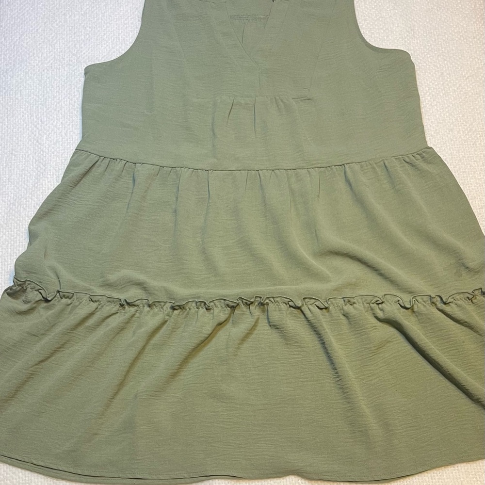 Lucky Brand Ruffle Olive Green Sleeveless Women's Boho Maxi Casual Flowy Dress